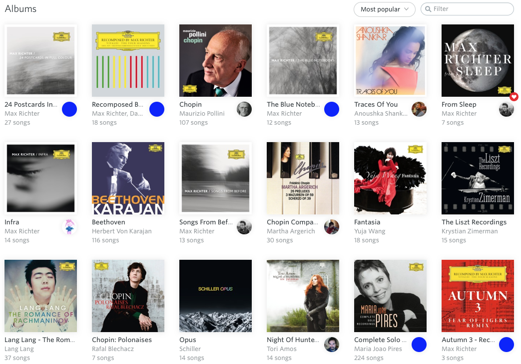 Deutsche Grammophon albums on Rdio sorted by popularity.