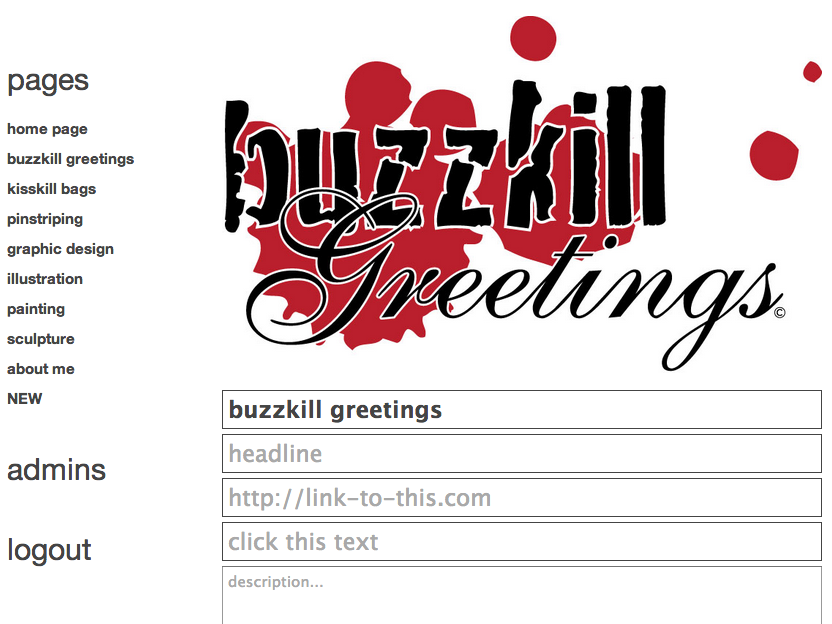 Admin page editing on larger screens.